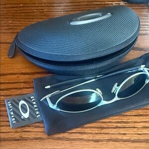 Oakley Silver and Black Sunglasses with Case